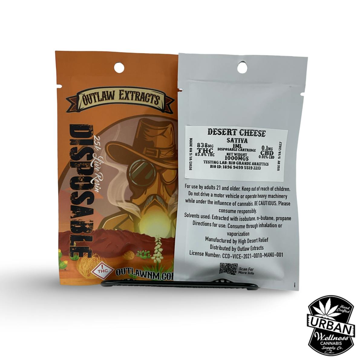 Desert Cheese [1000mg] | Outlaw Extracts - Live Disposable