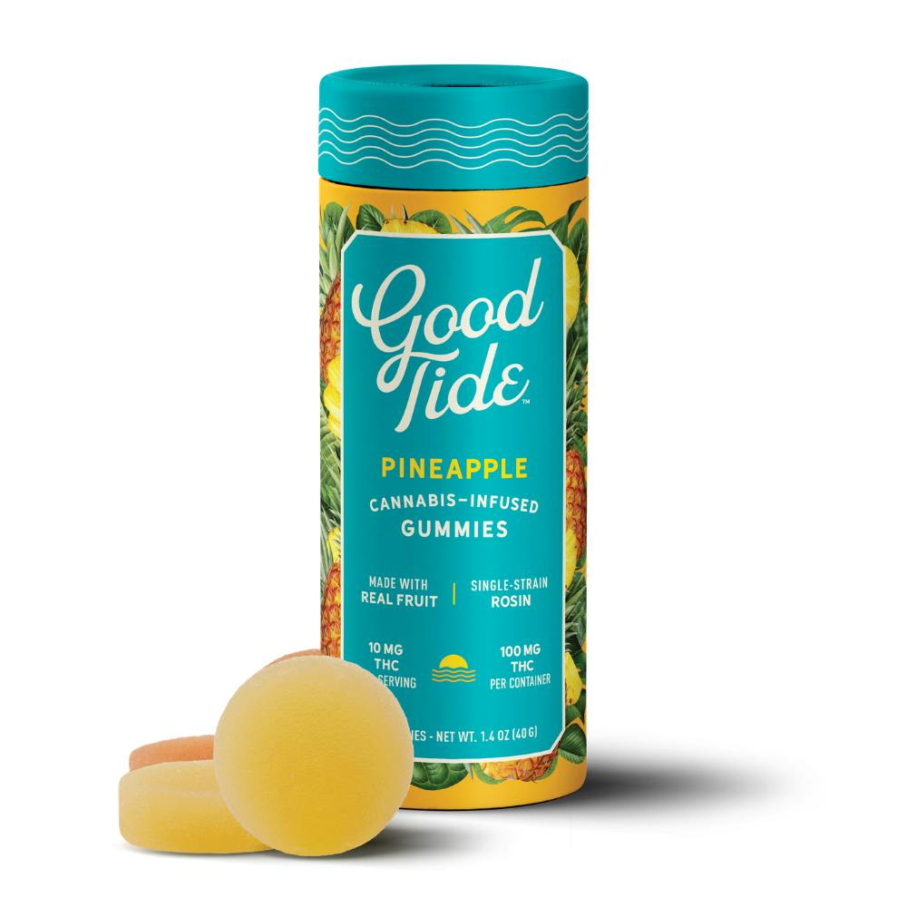 Pineapple Single-Strain Rosin Gummies | Uplifting | 100mg | Good Tide - Solventless Hash Rosin Gu...