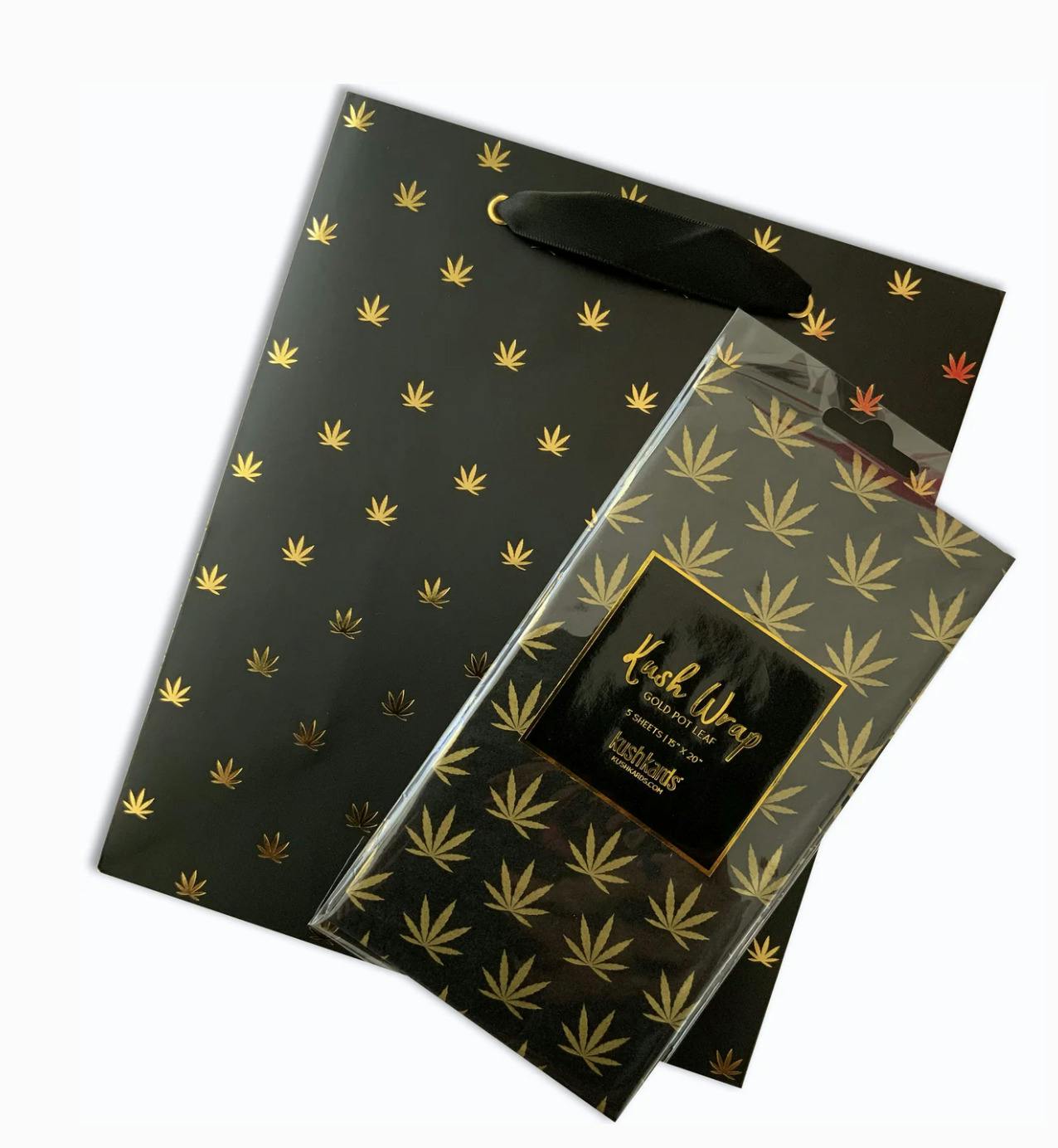 Black & Gold Pot Leaves Gift Bag & Tissue Paper