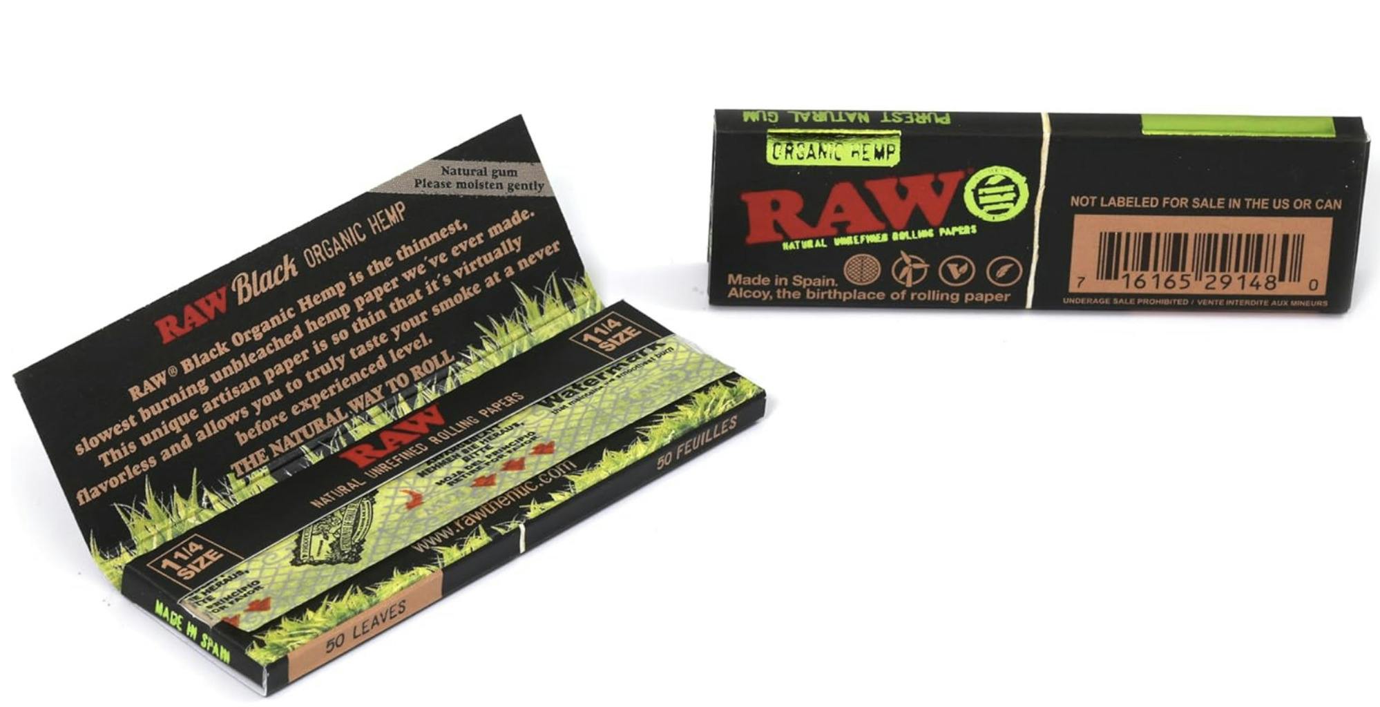 Black Organic Hemp Rolling Papers - 1 1/4