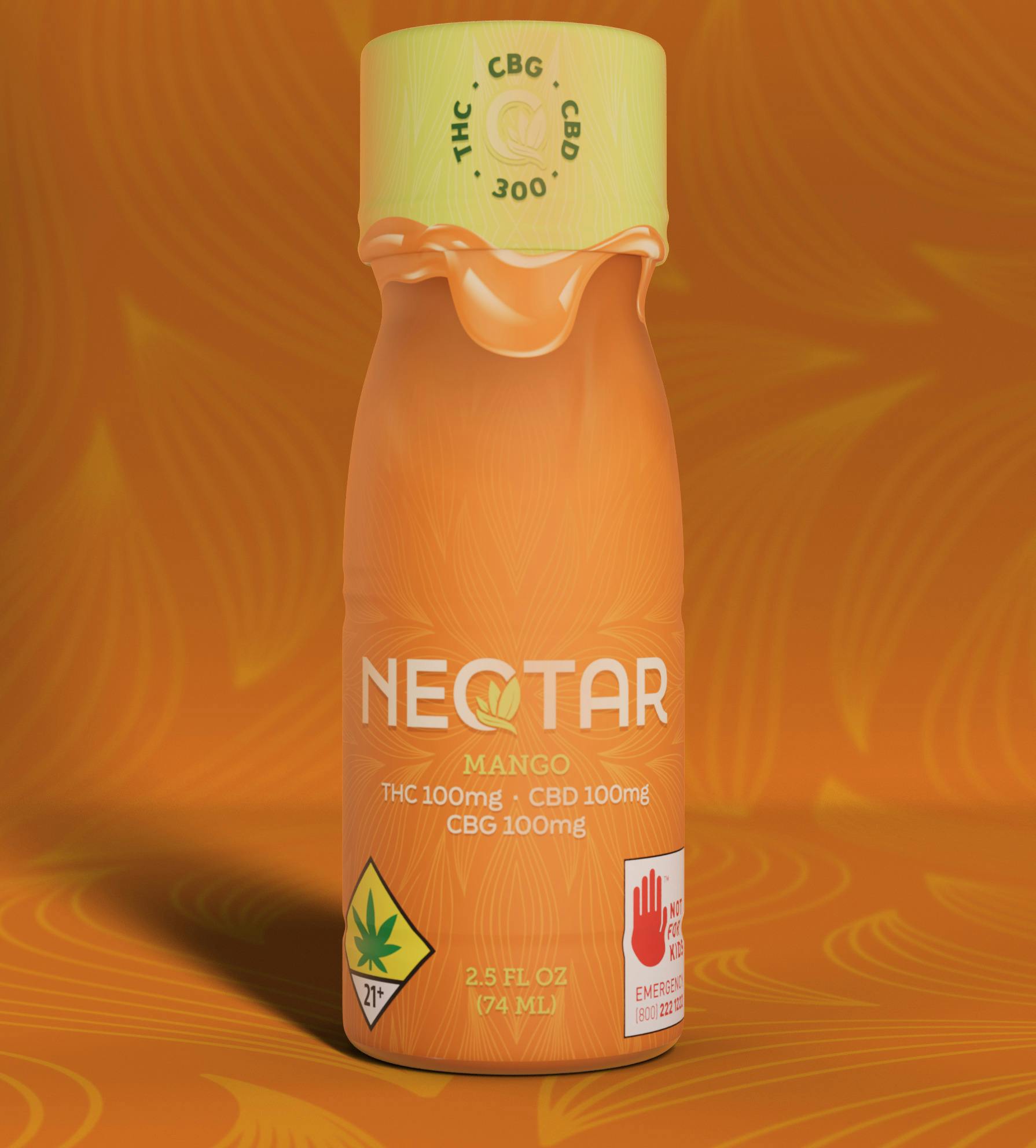 Mango 1:1:1 THC:CBD:CBG Shot- 2ozx 100mg- Neqtar