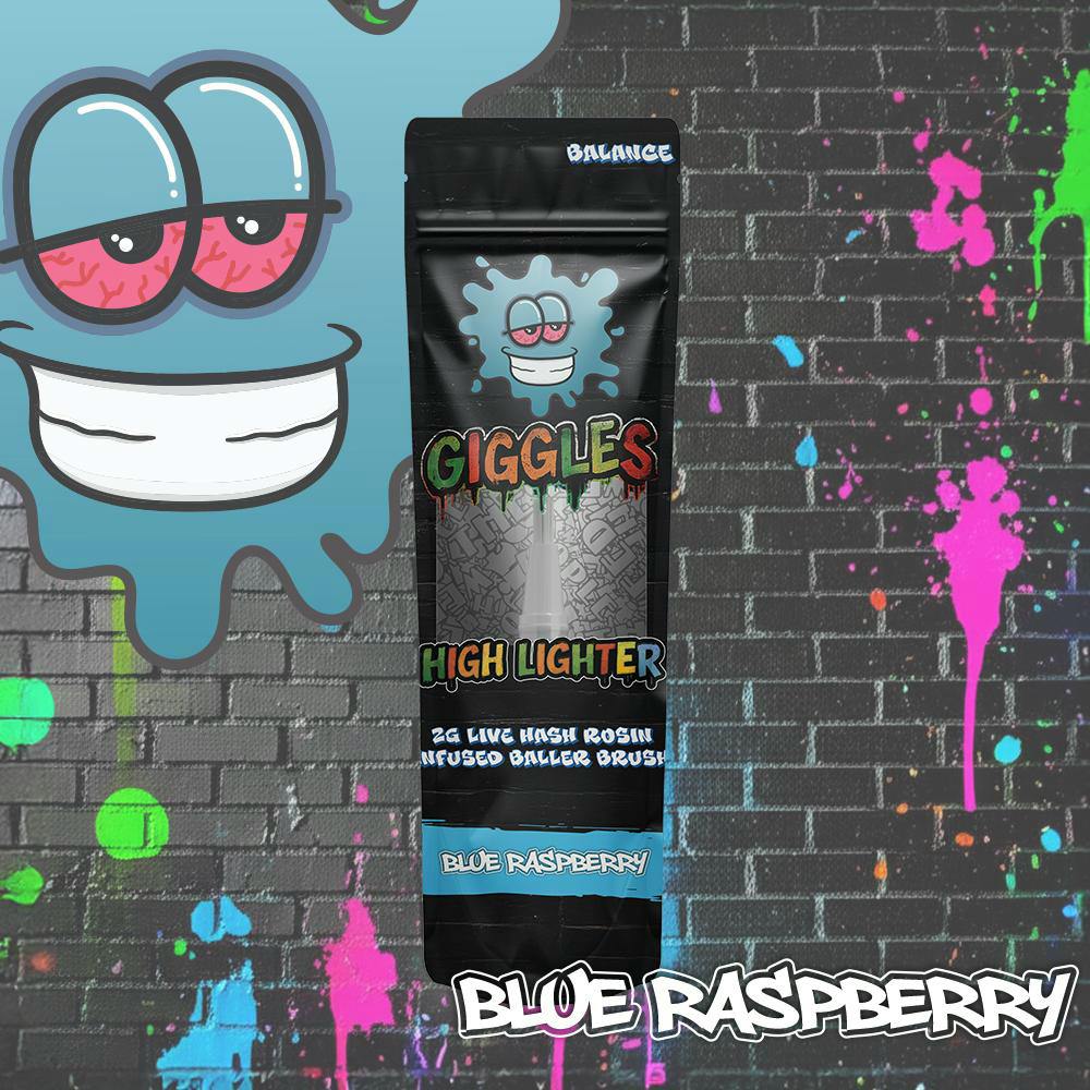 High Lighter: 2g Live Hash Rosin Infused Baller Brush - Blue Raspberry cannabis product