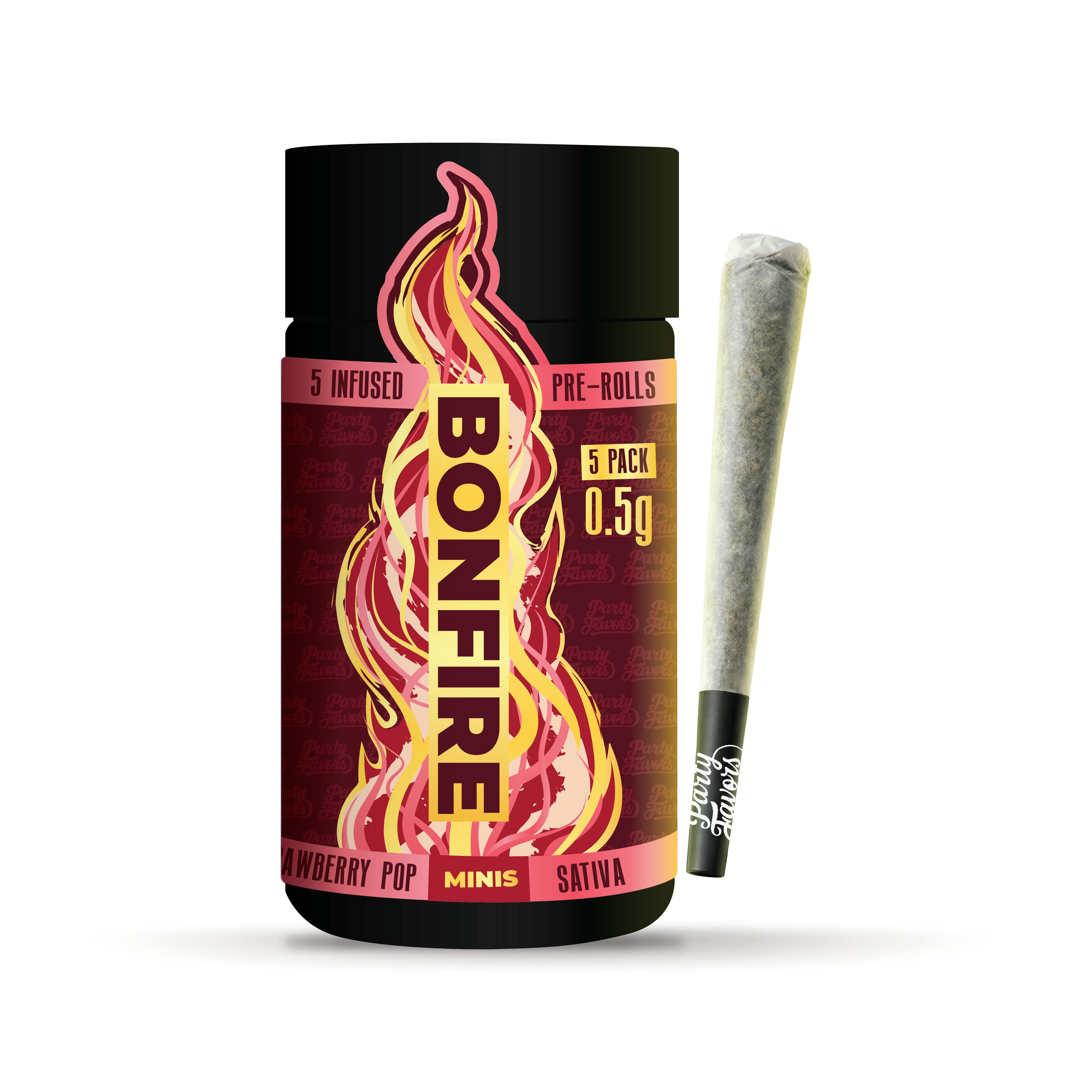 Party Favors - Bonfire .5g Infused Pre-Roll 5 Pack - Strawberry Pop (Sativa)
