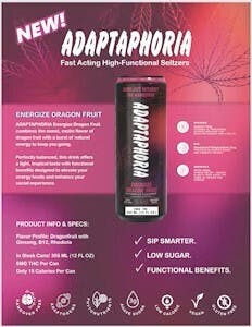 Adaptaphoria Energize Dragonfruit Seltzer 5mg at Serra Dispensary
