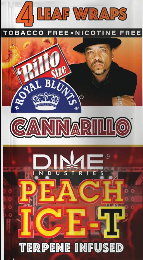 Dime Industries Peach Ice-T Terpene Infused XL Blunt Wrap 4pk