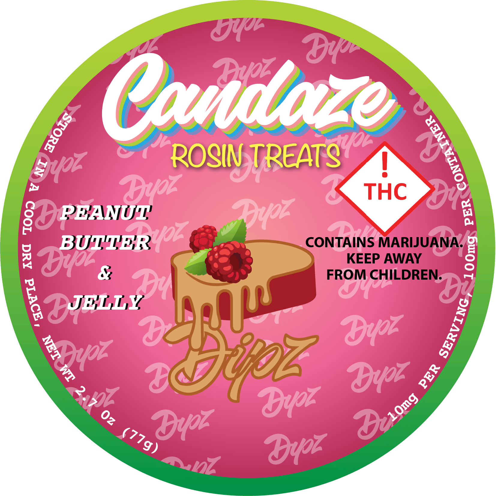 Candaze - Peanut Butter & Raspberry Jelly - Dipped Rosin Gummies - 100mg