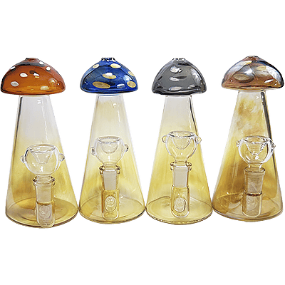 7" Inline Perc Mushroom Beaker Bong | Assorted Colors