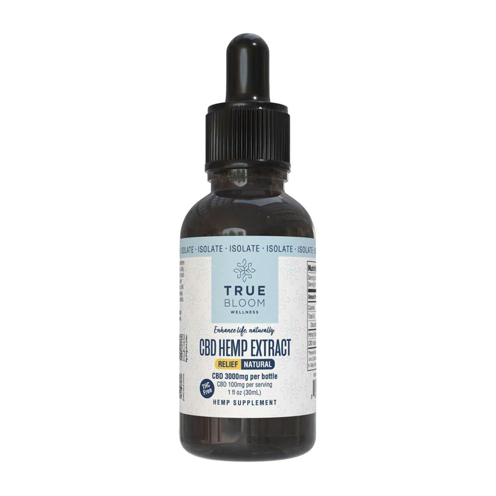 True Bloom Isolate 3000mg CBD Hemp Extract Tincture at Unwind Dispensary