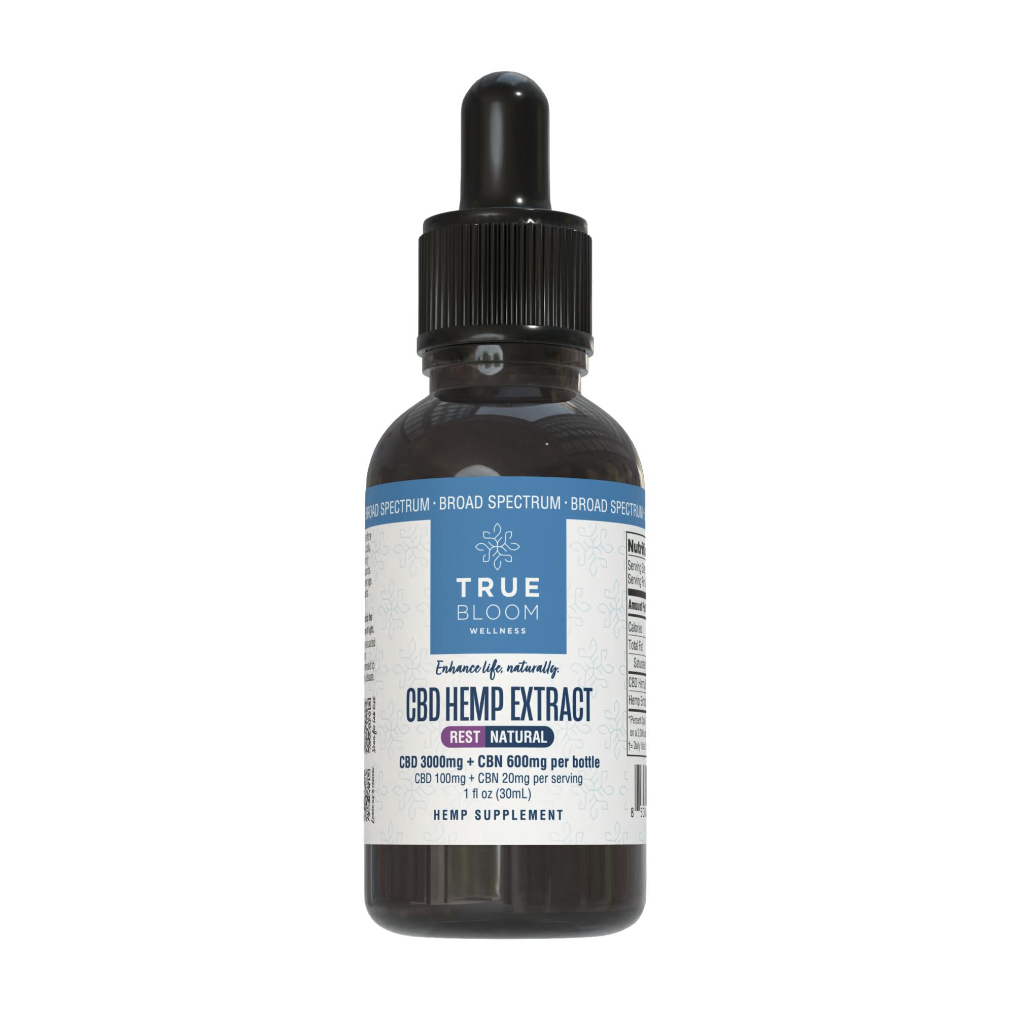 True Bloom 3000mg CBD + 600mg CBN Broad Spectrum Oil at Unwind Dispensary