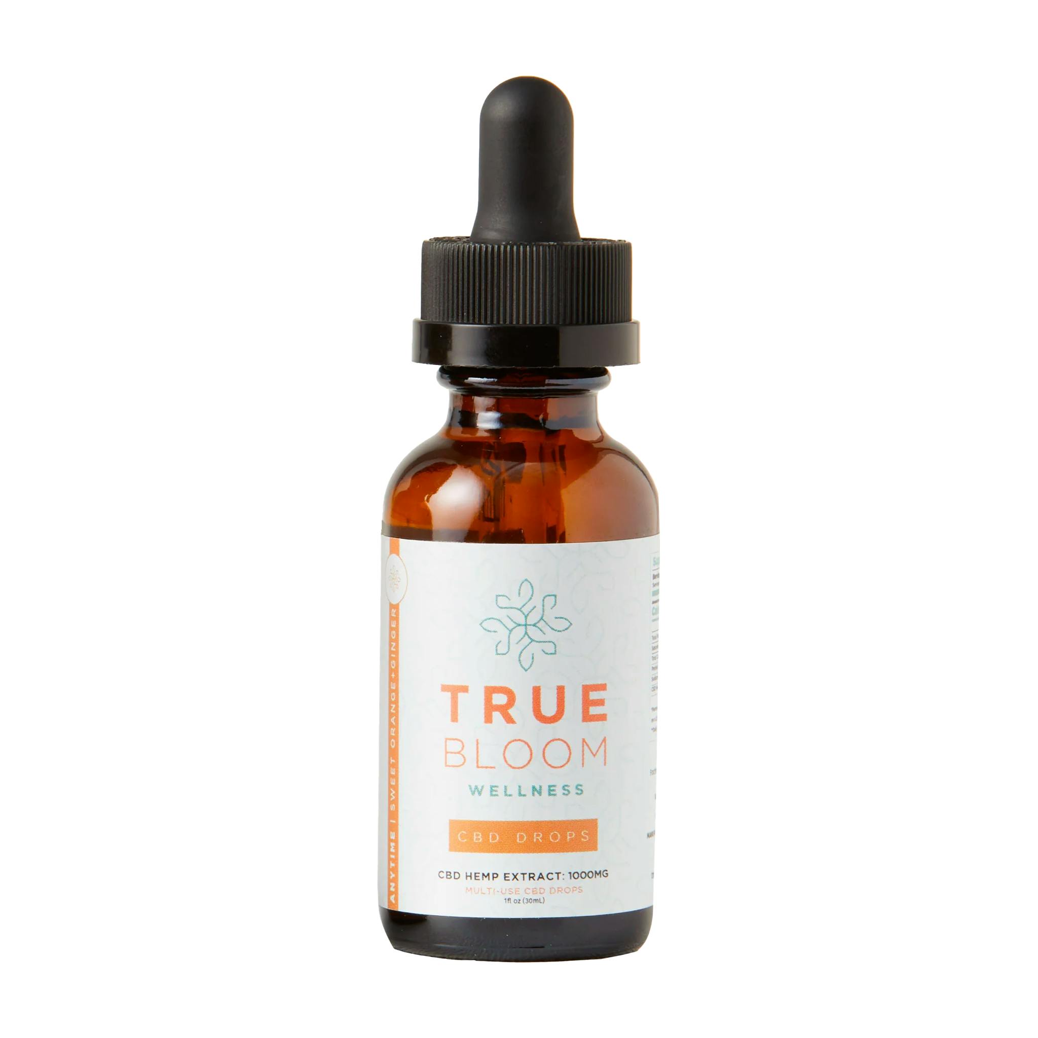 True Bloom CBD Drops Anytime Sweet Orange and Ginger at Unwind Dispensary