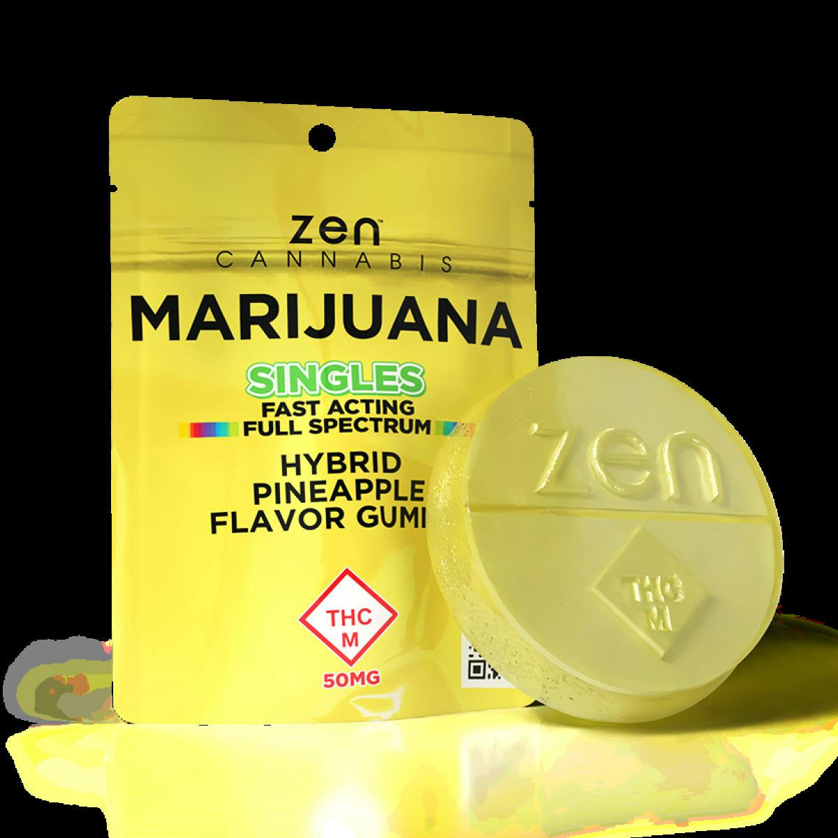 Zen - 50mg HYBRID Gummy Single - Pineapple