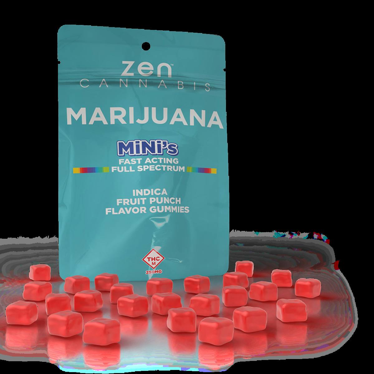 Zen - Fruit Punch Mini INDICA 10mg Gummies - 250mg (25pk)