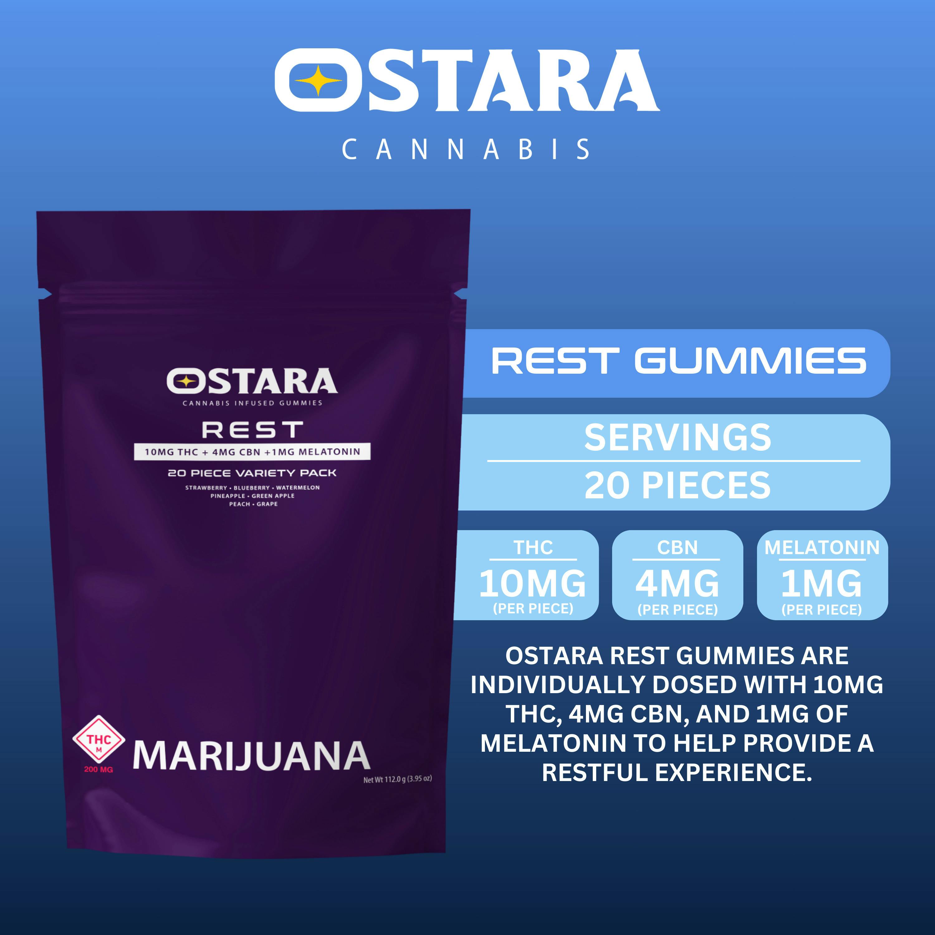 Ostara - XL Rest Sour Assorted Gummies - 200mg (20pk+CBN/Melatonin)