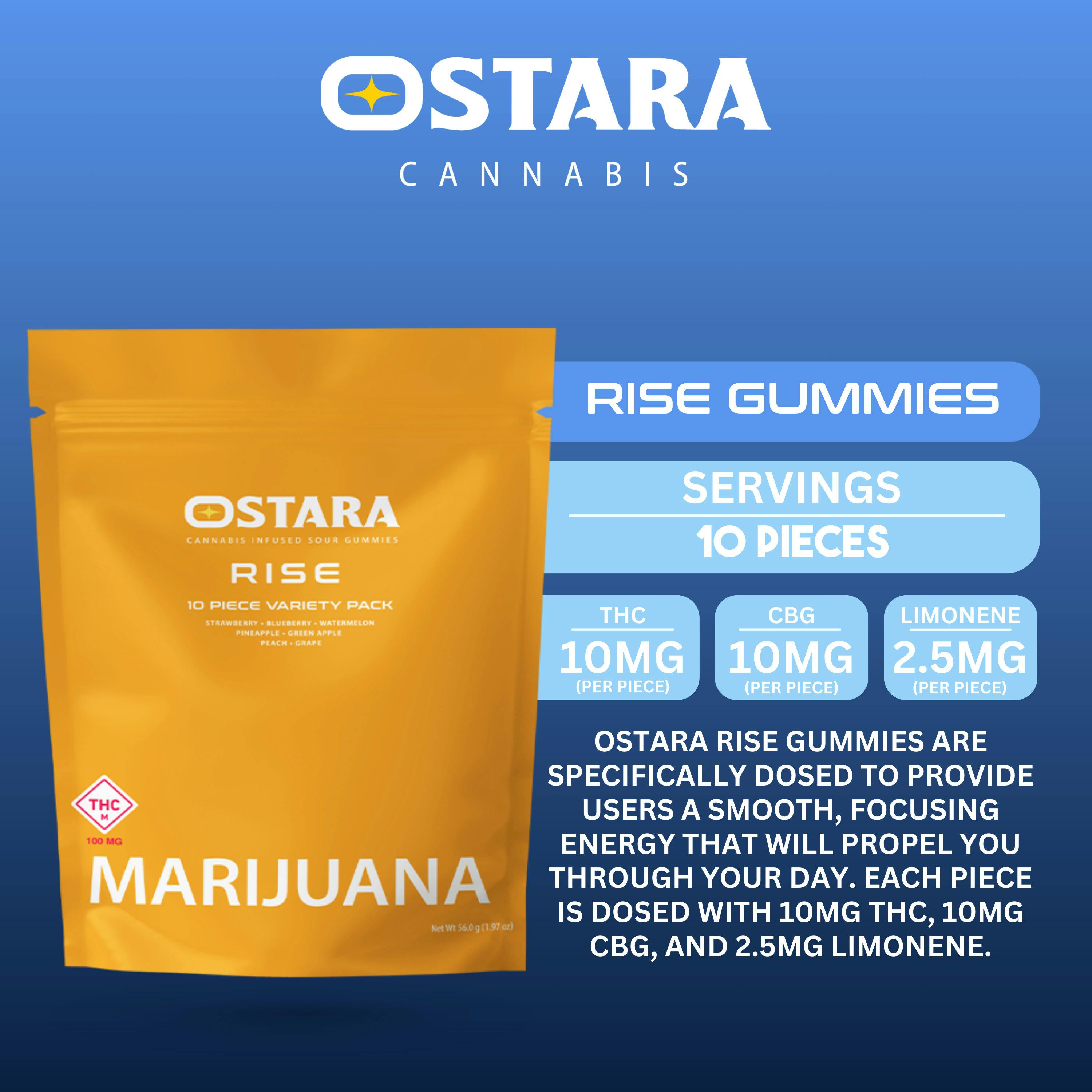 Ostara - Rise Sour Assorted Gummies - 100mg (10pk+CBG/Limonene/B12)