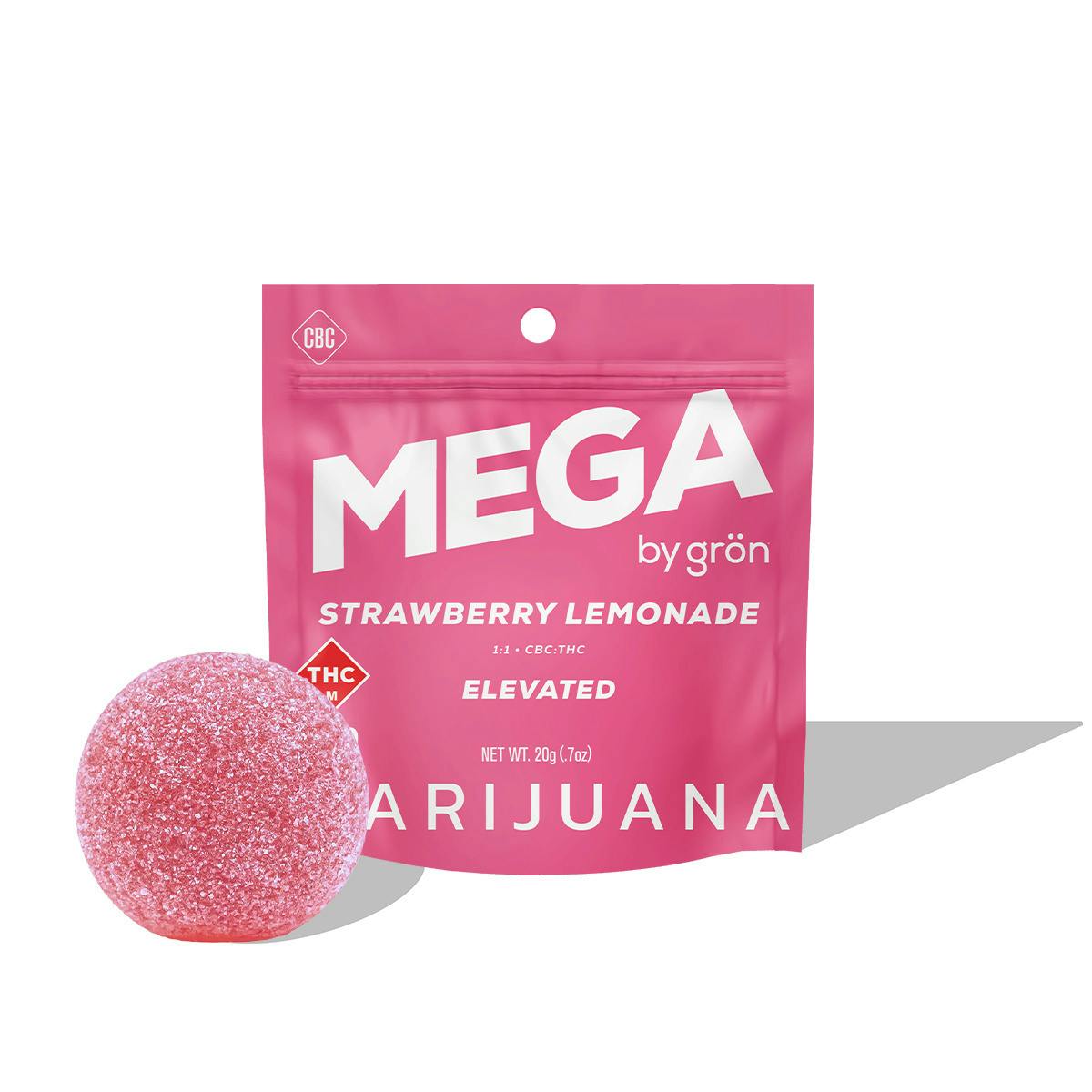 Gron - 100mg MEGA Pearl (1pk) - SATIVA 1:1 Strawberry Lemonade (THC/CBC)