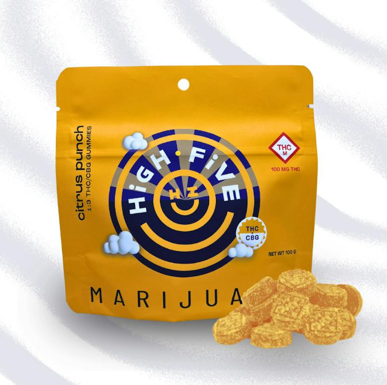 High Five - 1:3 (THC/CBG) 100mg Gummies - Citrus Punch (20pk)
