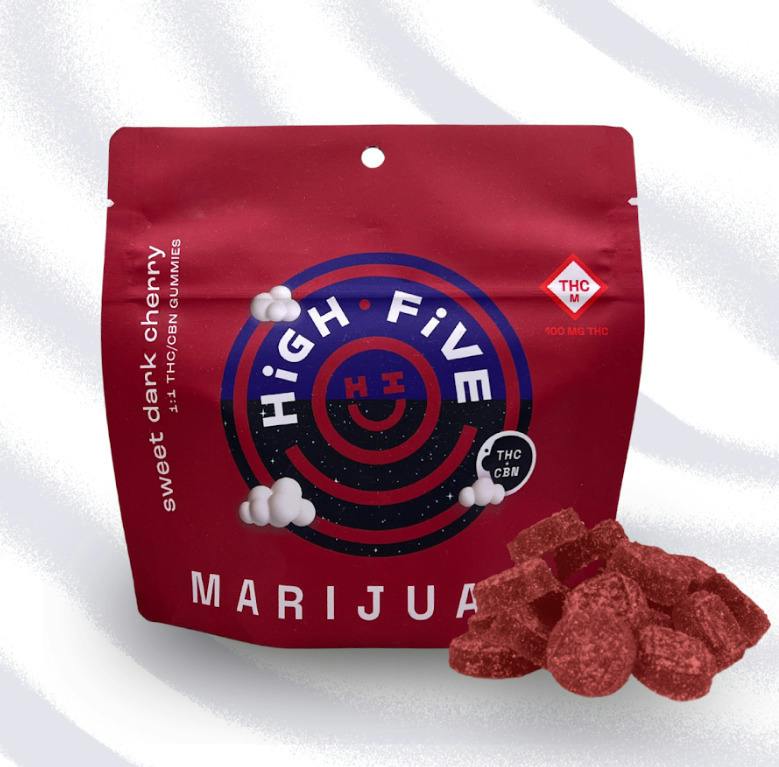High Five - 1:1 (THC/CBN) 100mg Gummies - Sleepy Dark Cherry (20pk)