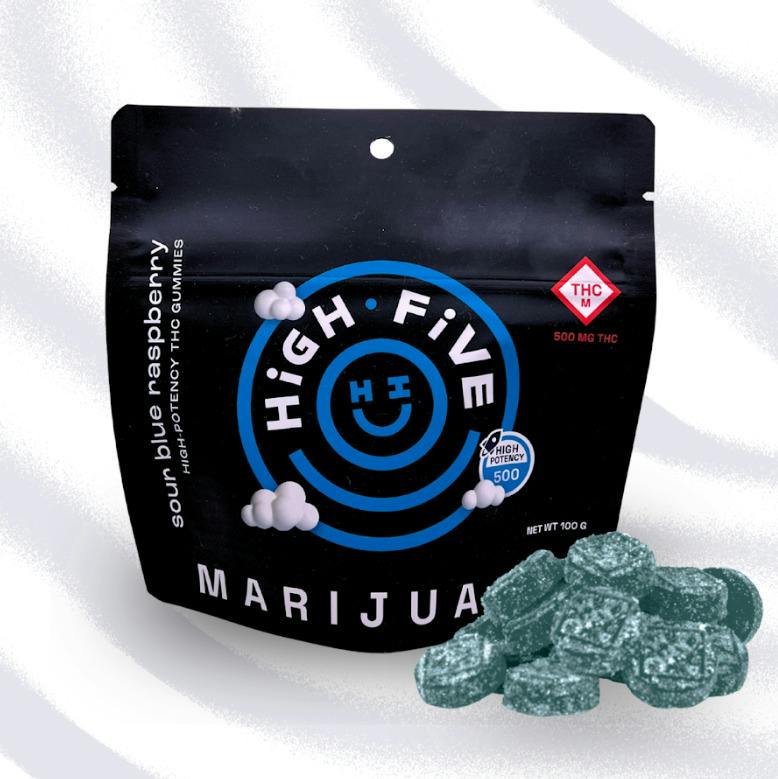 High Five - 500mg Gummies - Sour Blue Raspberry (20pk)