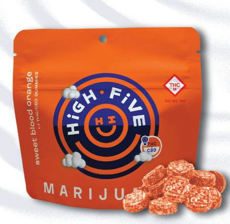 High Five - 1:1 (THC/CBD) 100mg Gummies - Blood Orange (20pk)