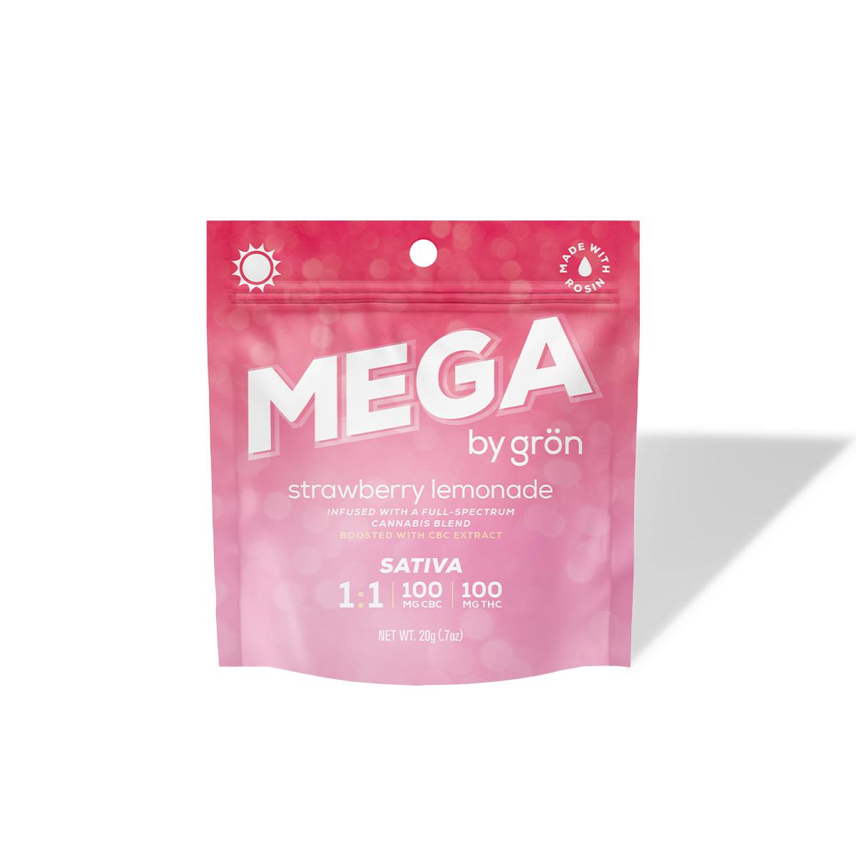 Strawberry Lemonade "MEGA Pearl" Gummy | 200mg 1:1 (THC:CBC) | Grön