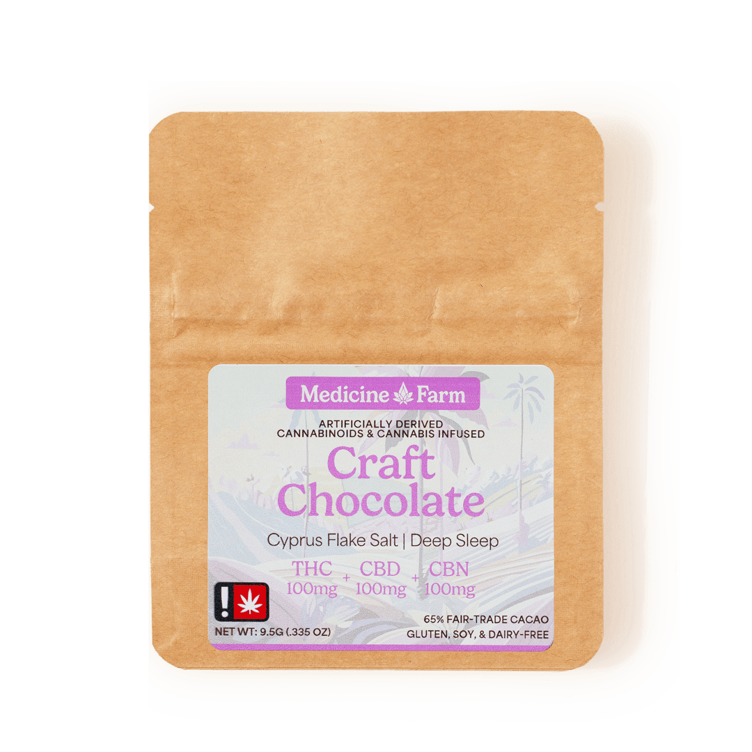 Craft Chocolate Bar w/ Cyprus Flake Salt | 300mg 1:1:1 (THC:CBD:CBN) | Medicine Farm