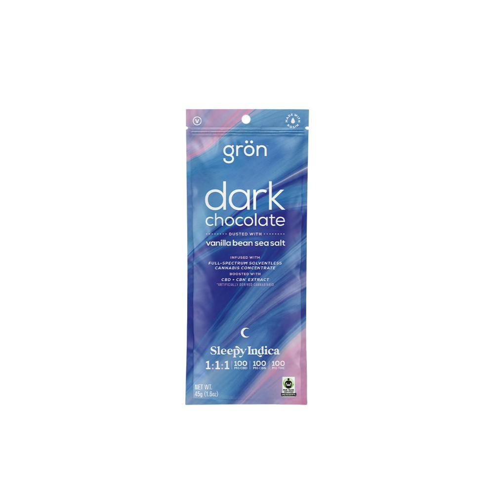 Dark Chocolate Bar w/ Vanilla Bean Sea Salt: 20pc 300mg 1:1:1 (THC:CBD:CBN) - Grön