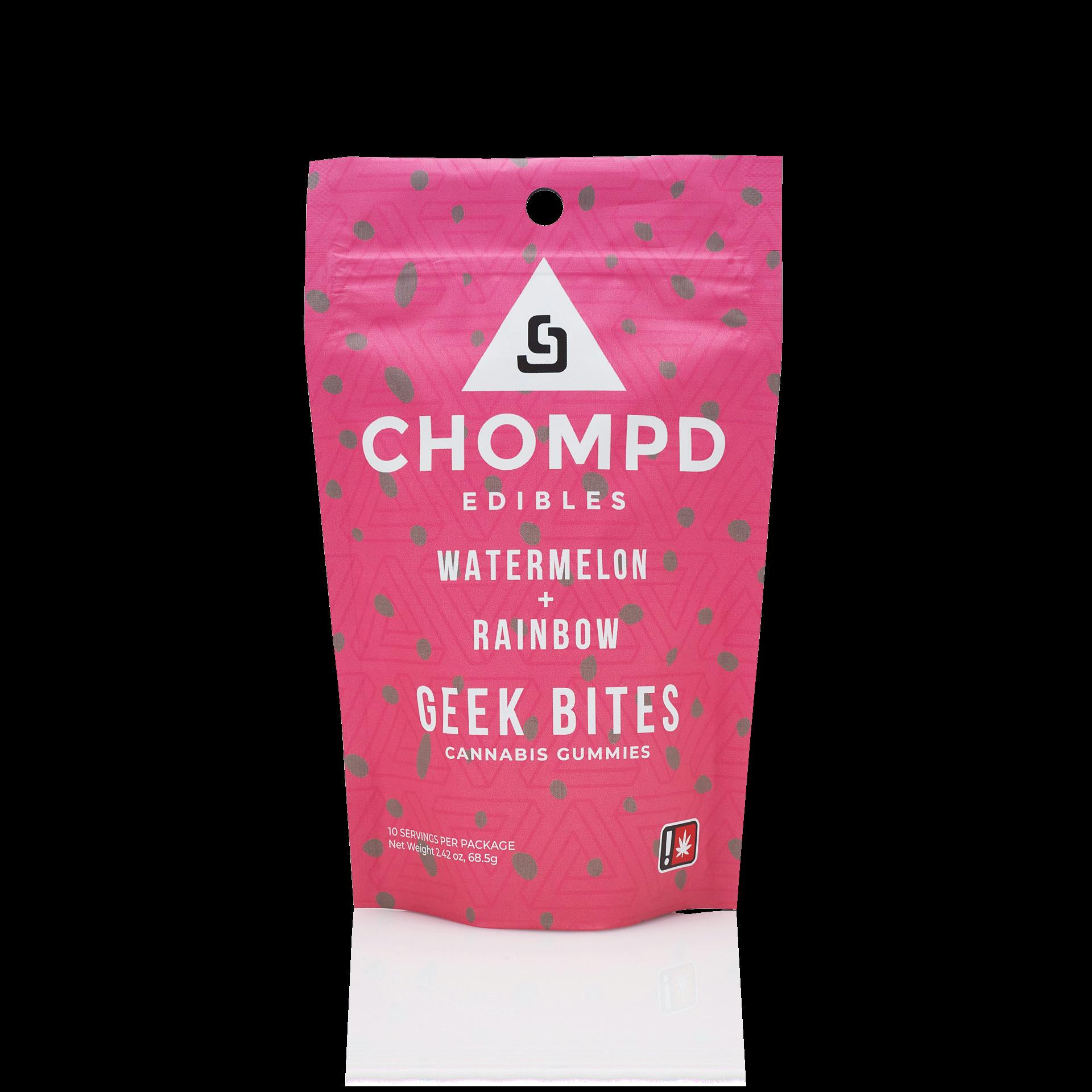 Watermelon + Rainbow "Geek Bites" Gummies | 10pc 100mg (THC) | CHOMP'D