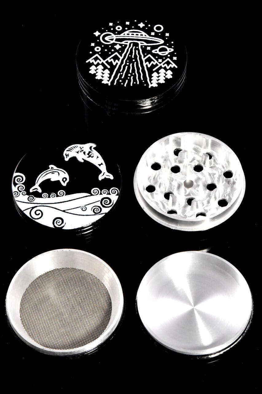 G0420-02 - Black Colored 4 Part Aluminum Decal Grinder | SPS Wholesale