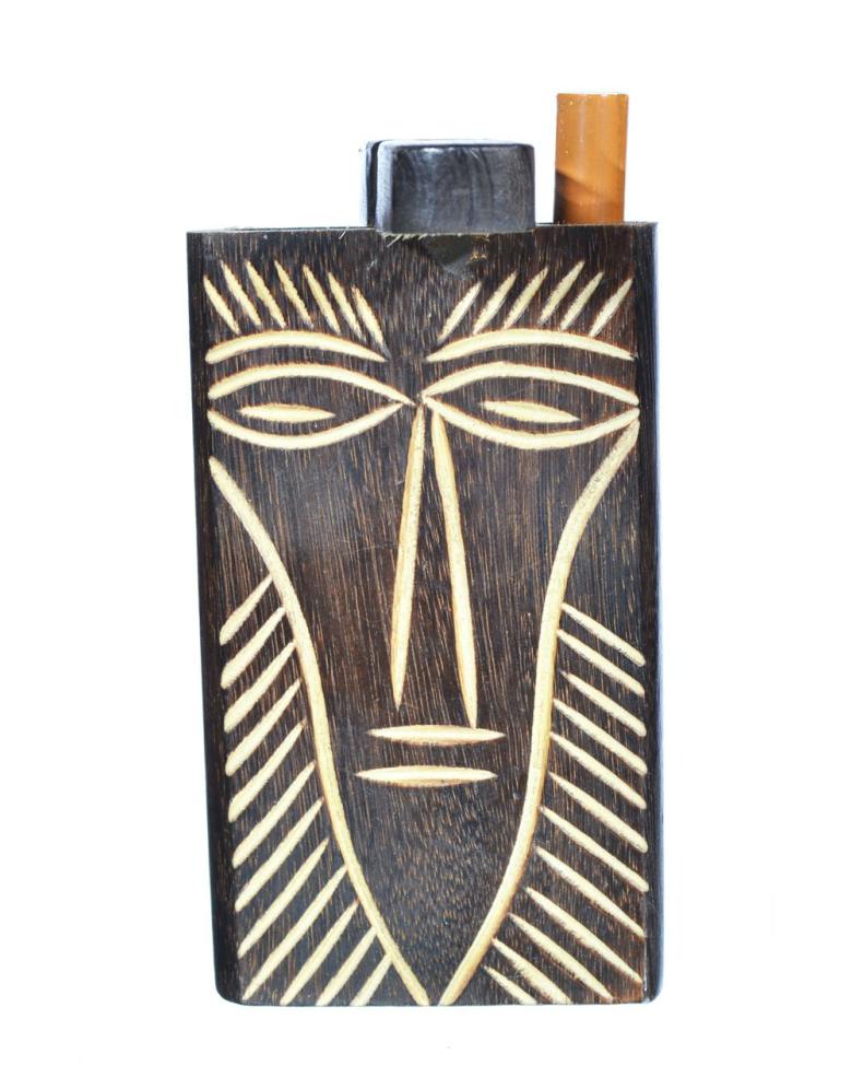 5097 FANCY WOODEN DUGOUT - INCLUDES CIG PIPE - DARK BROWN - RAFEEKI | SmokeDay