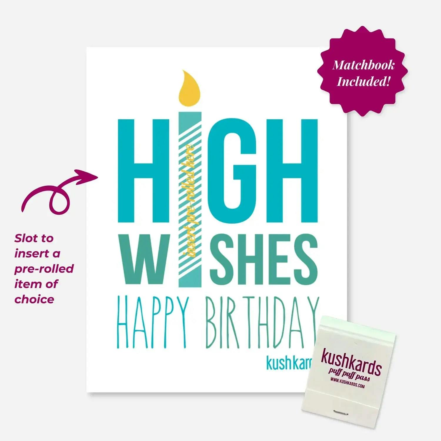 HIGH WISHES BIRTHDAY CARD + Matchbook