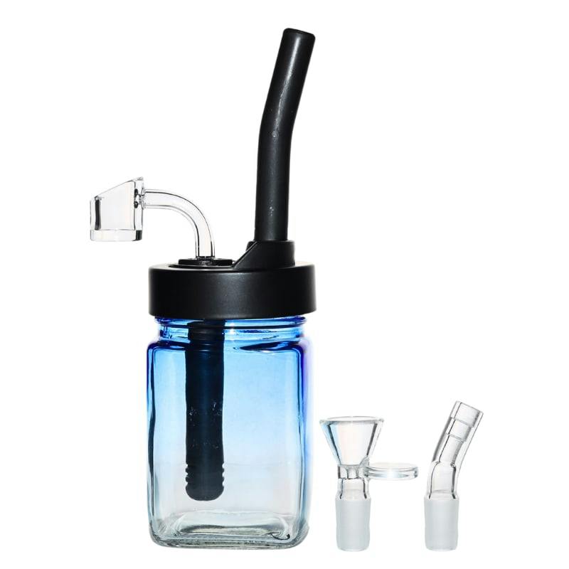 Bubble Jar Glass Bong Set Transparent Blue - 6"