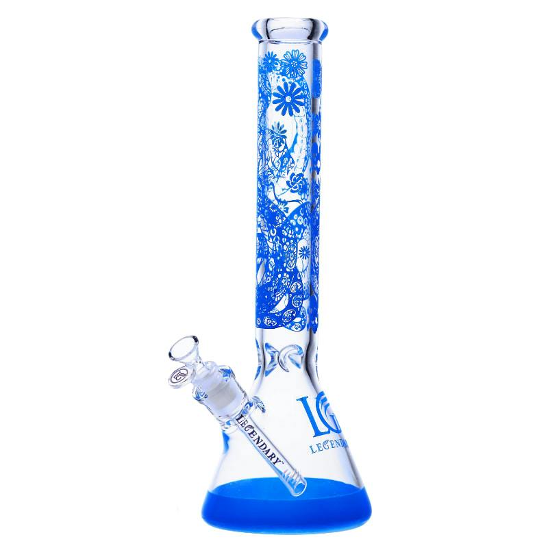 Legendary - Floral Mist Beaker Bong Blue - 16" 7mm
