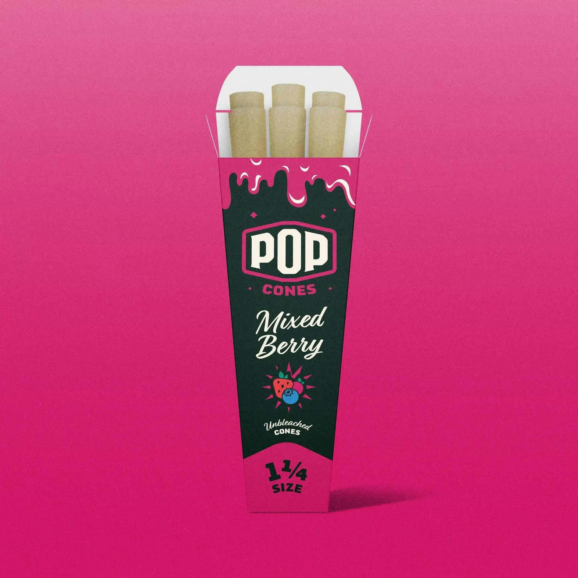 Pop Cones King Size Unbleached 2.0 - Mixed Berry