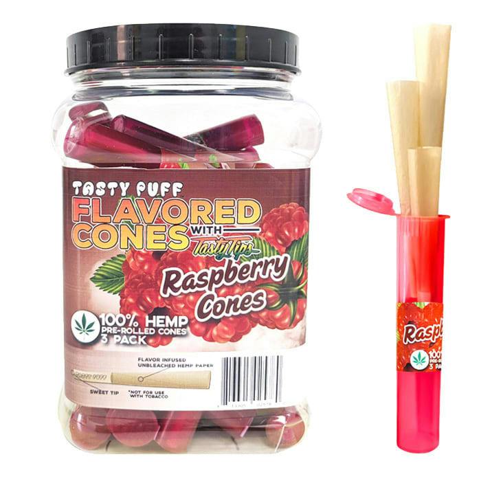 RASPBERRY TASTY PUFFS 3 PACK CONES