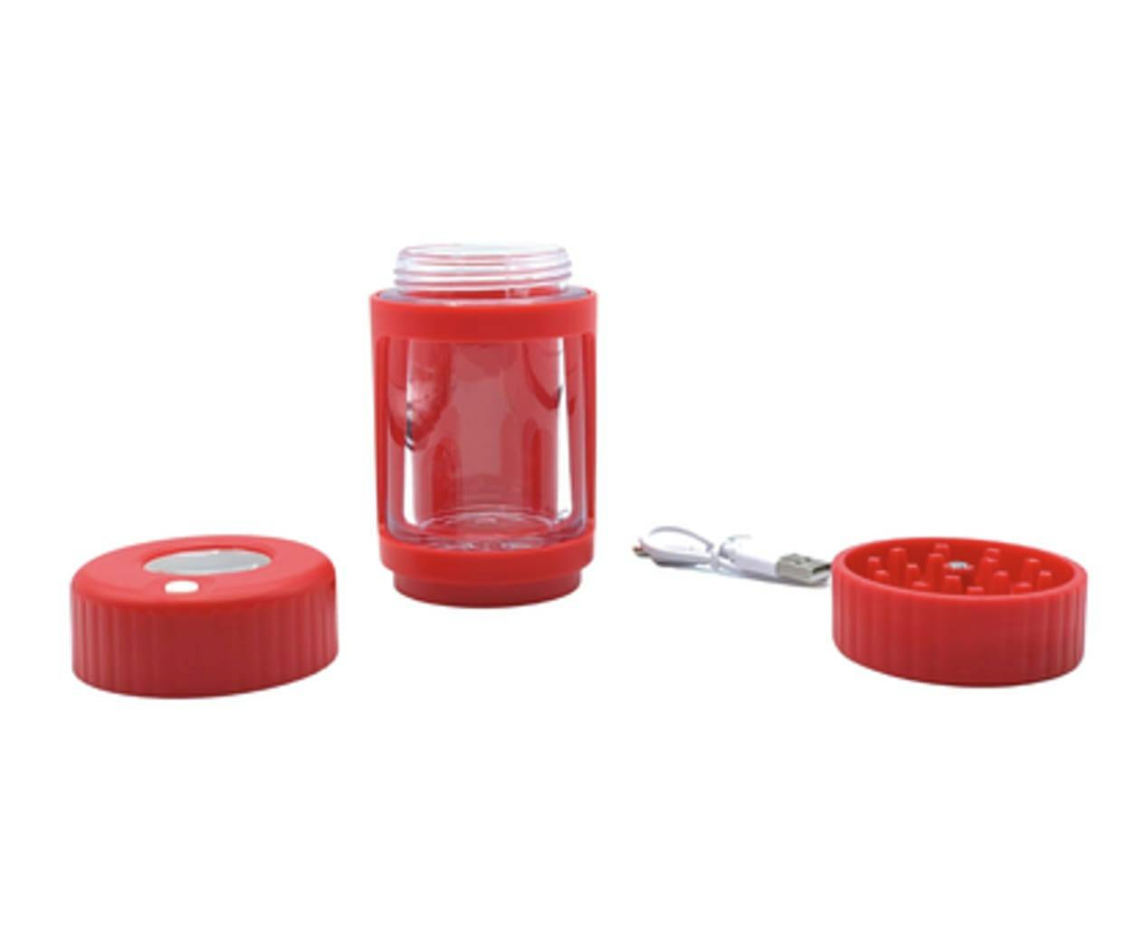 Designer Glow Jar And Grinder by Cookies - Red