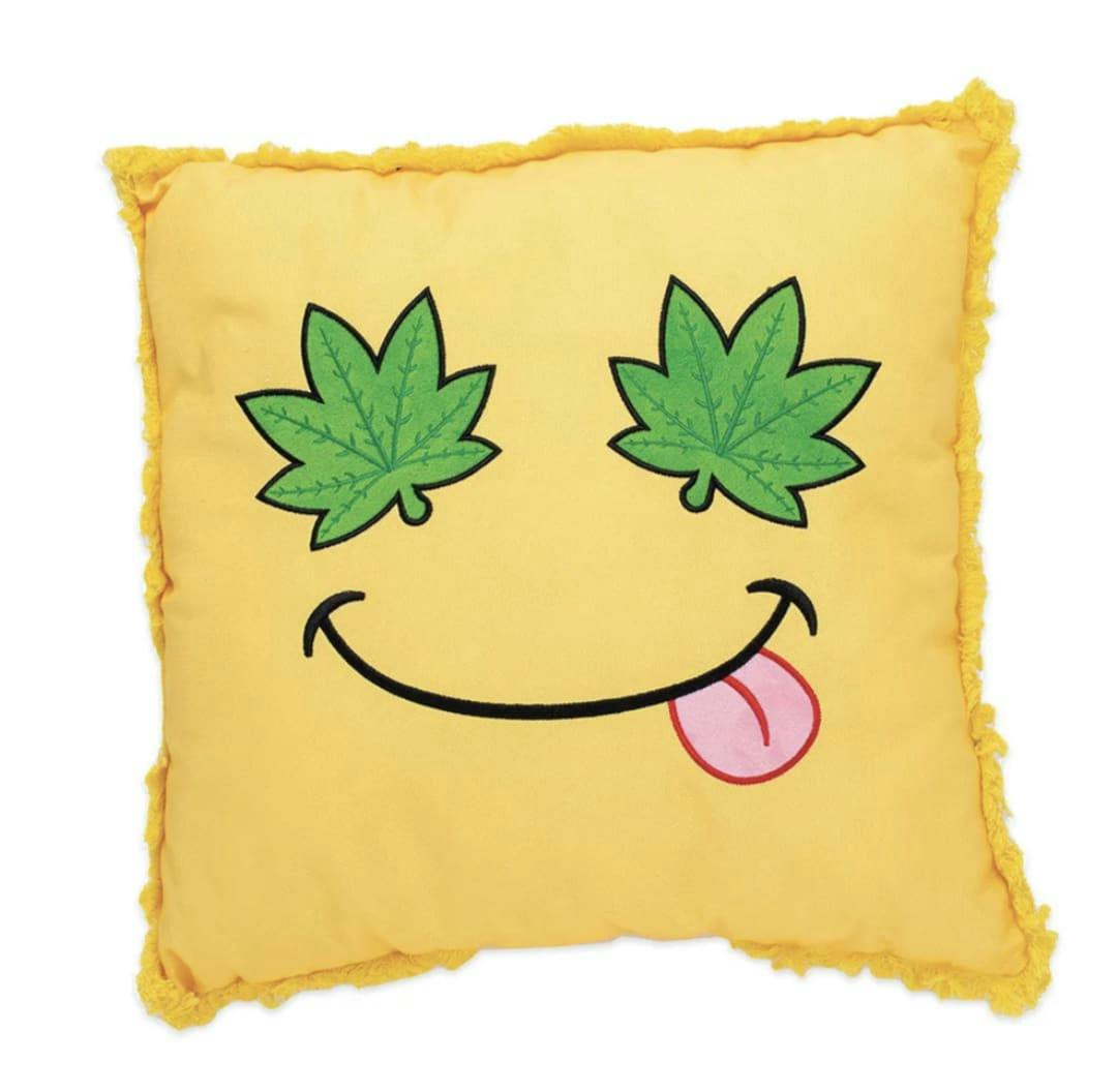 Plush Pillow - Green Leaf Smiley Face - 16" x 15"