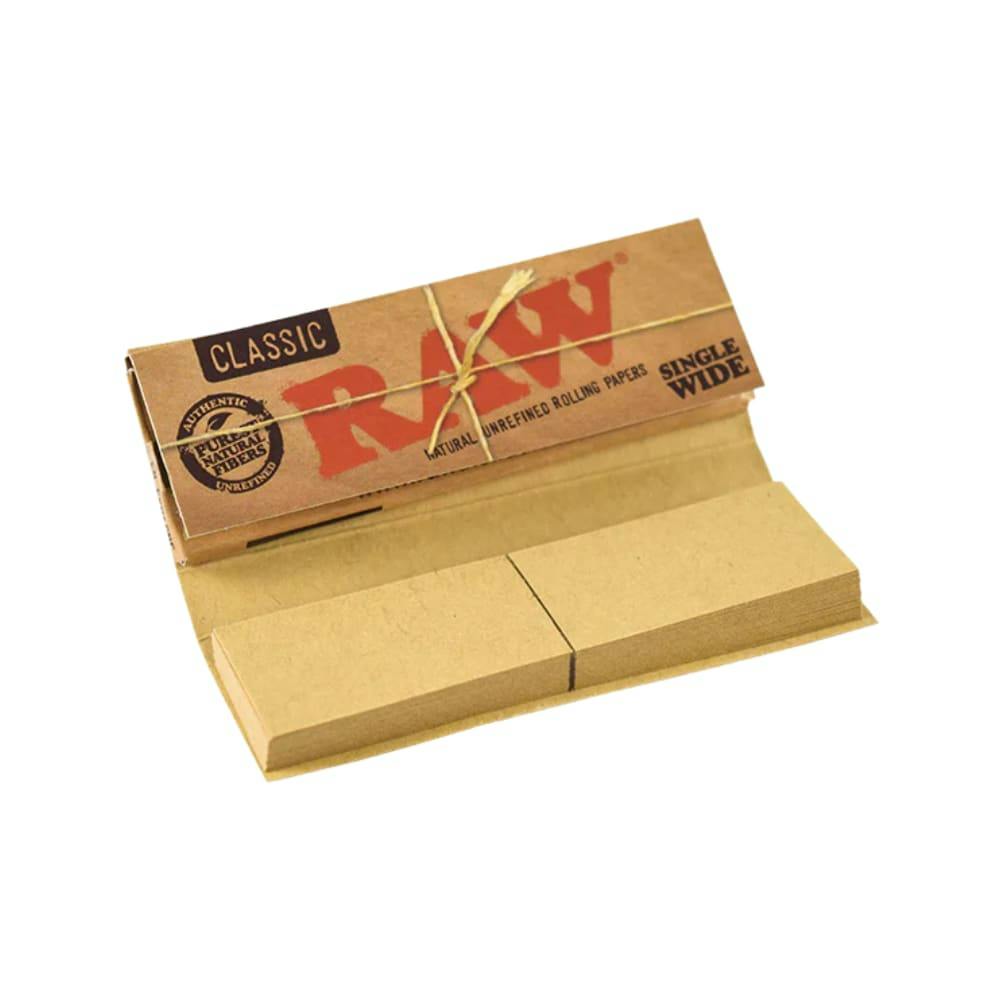 RAW Classic Connoisseur Single Wide 1" Rolling Papers W/ Tips