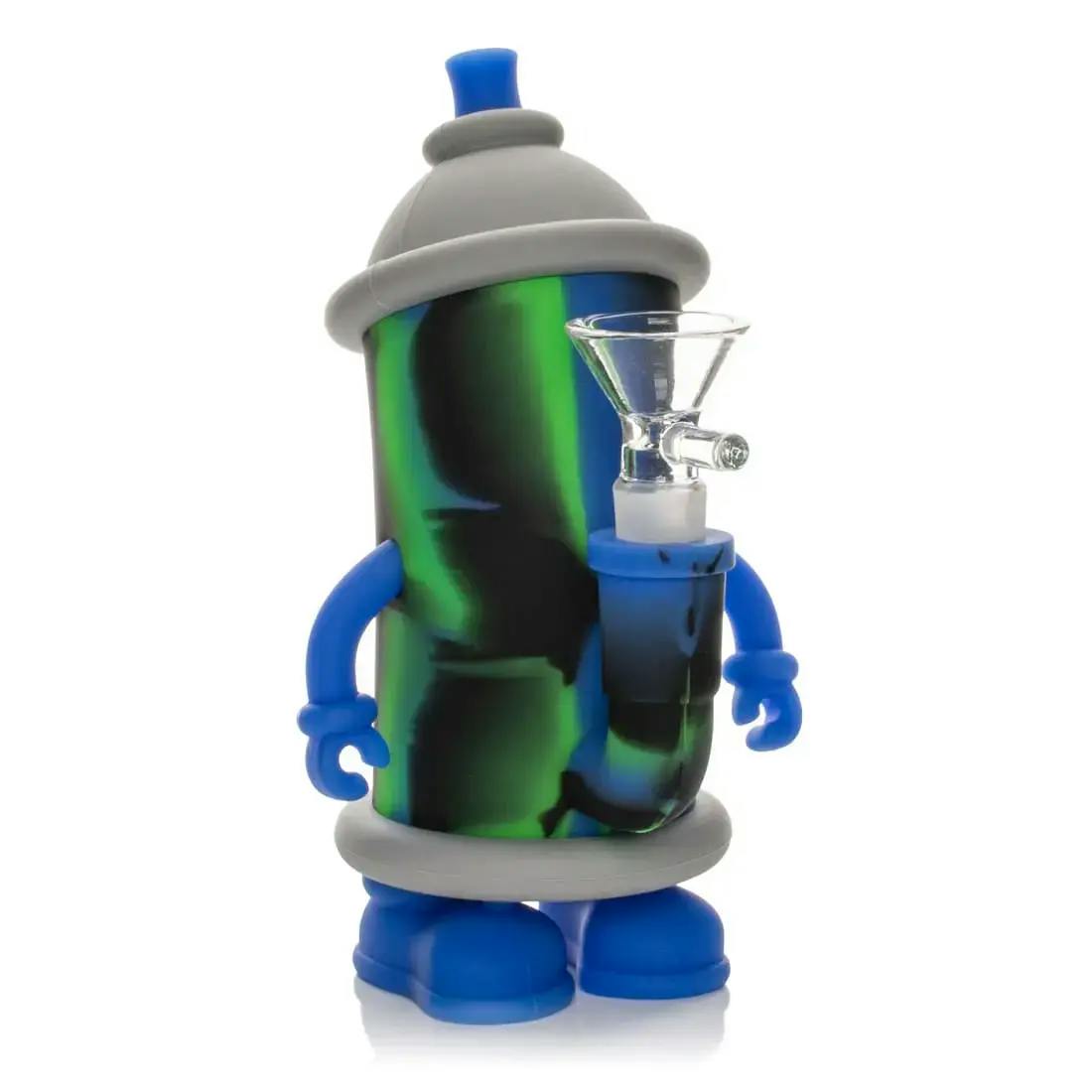 Blue, Green, Black Spray Paint Bong