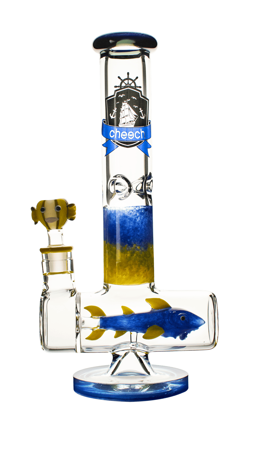 Blue 14" Fish Perc Bong