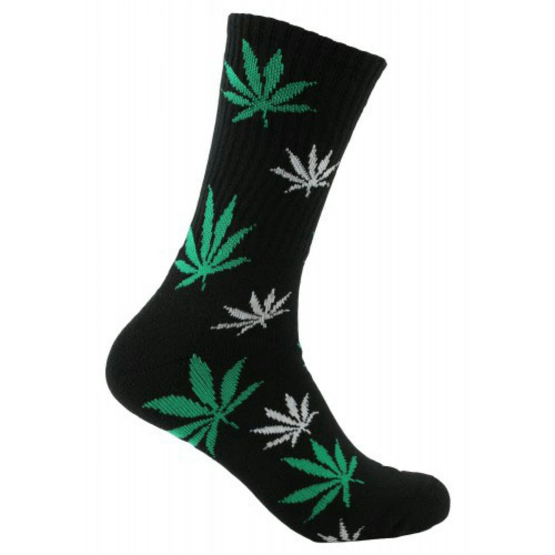 Black with Green Leaf Socks