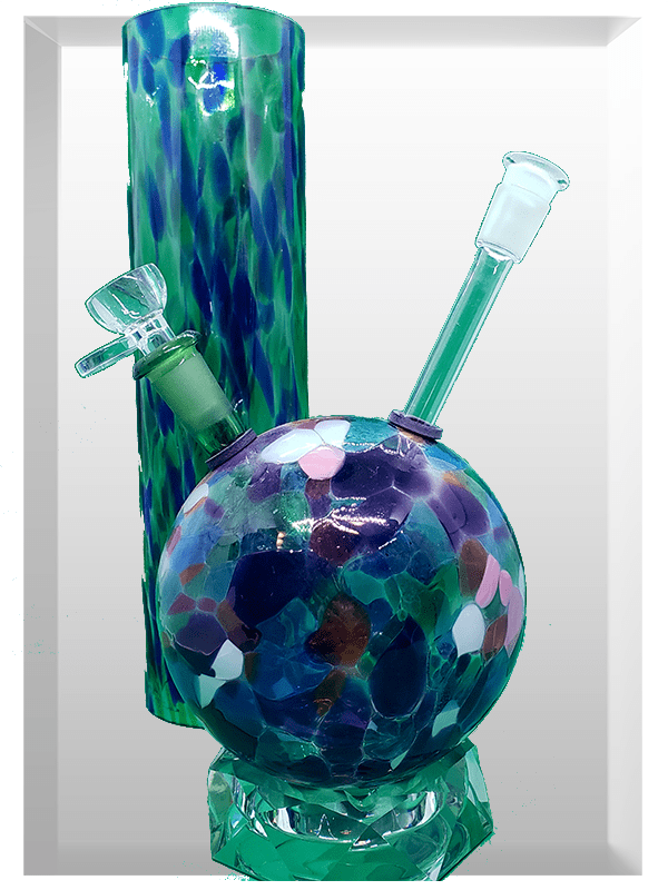 Blue Green Tower Bird Feeder Water Pipe / Bong