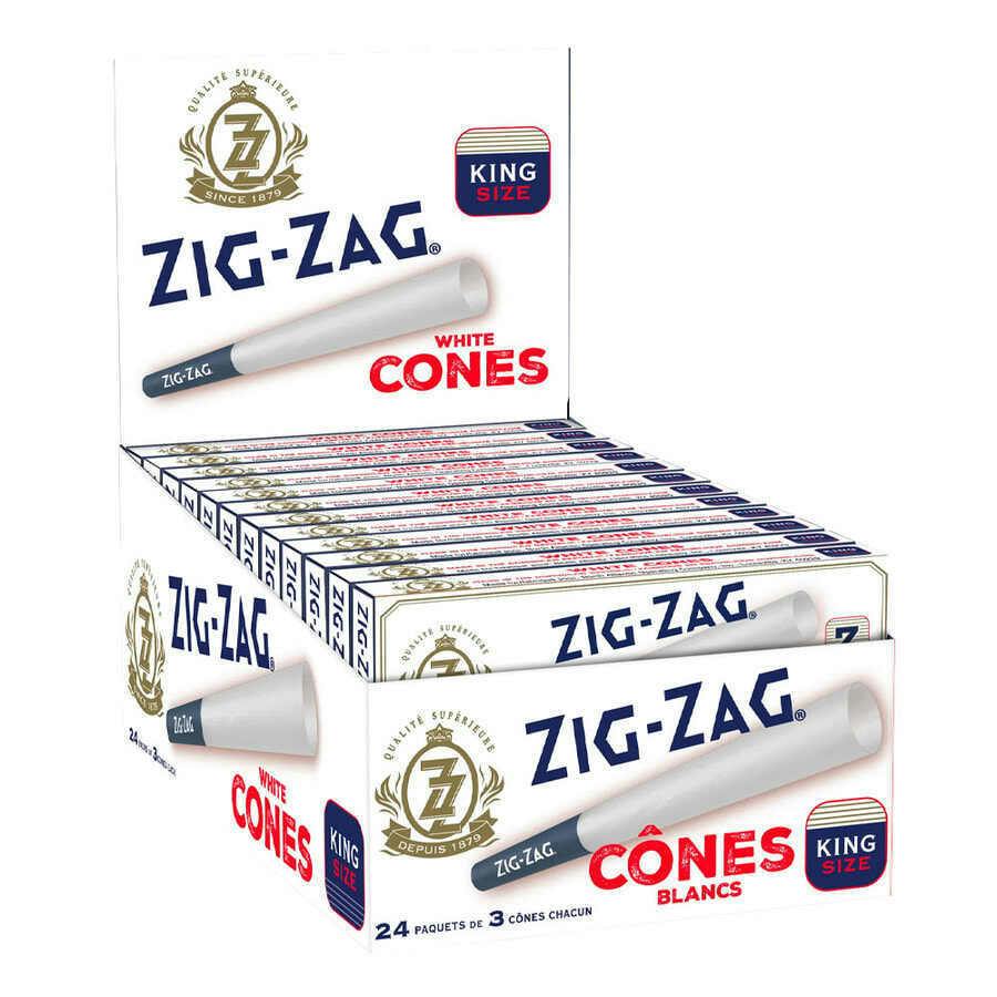White Zig-Zag King Sized Cones - 3PK