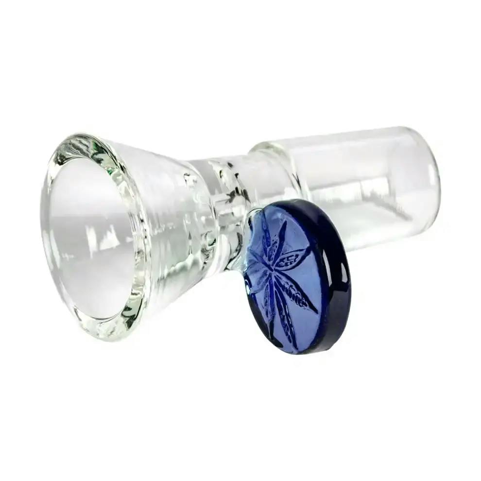 Red Eye Glass, 19mm Leaf Stamped Handle Cone Pull-Out - Blue
