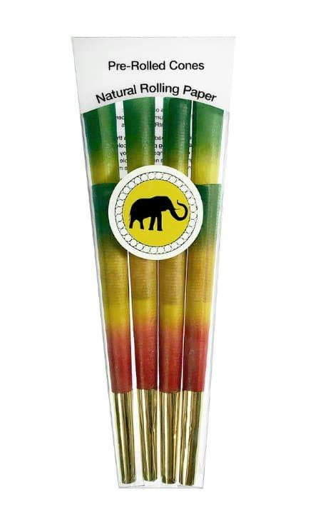 Elephant Brands - Rasta w/ Gold Tip Pre-Rolled Designer Cones 8 per pack