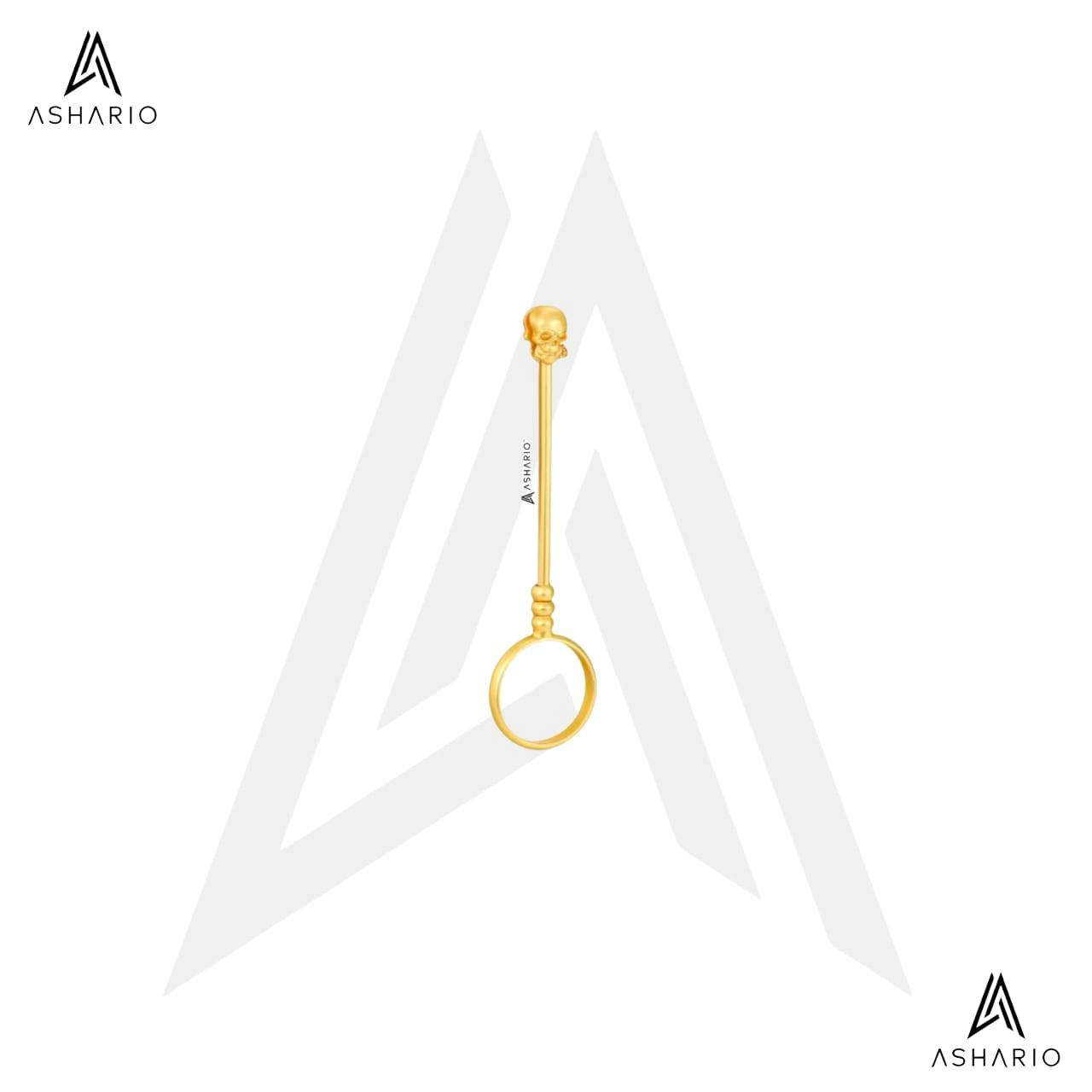 ASHARIO Pre-Roll Ring Holder - Skull Shine - Gold