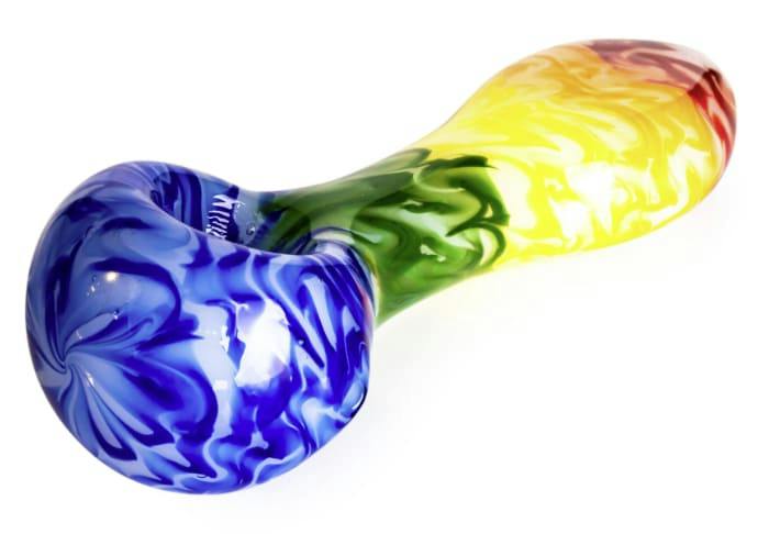 4.5" Frosted Rainbow Spoon Hand Pipe - Rainbow