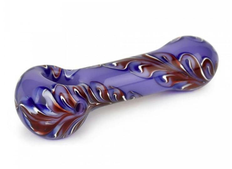 Red Eye Glass 4.5 Paisley Hand Pipe - Purple W/ Red Accents
