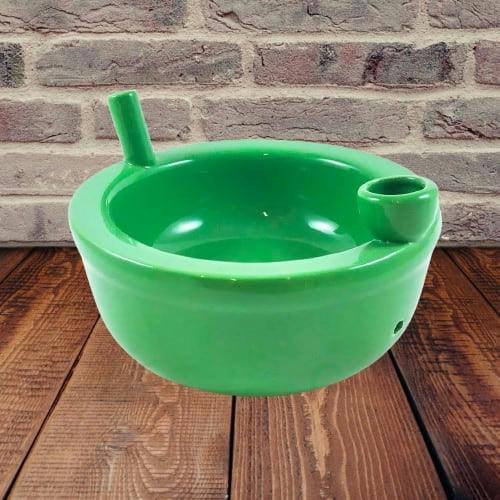 Green Ceramic Cereal Bowl with Pipe by Premium Roast & Toast