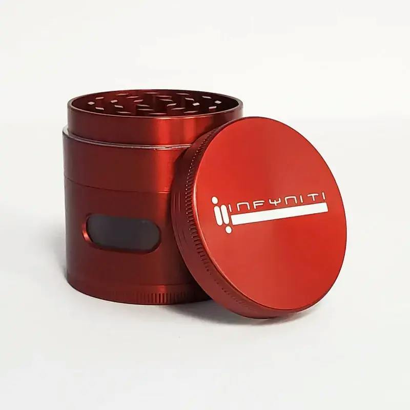 Infyniti 4-Piece Zinc Grinder with Window - Red