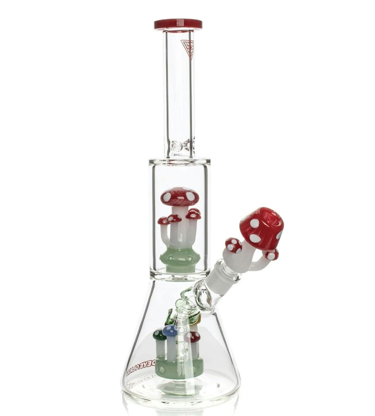 Red Eye Glass - 12" Dual Chamber Mushroom Beaker Bong